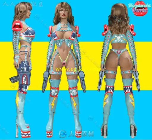 女性性感火辣战斗服装3D模型合辑的图片1