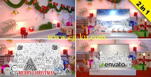 神奇的圣诞书展开显示圣诞世界幻灯片AE模板Videohive Christmas Book Creator 191...的图片1