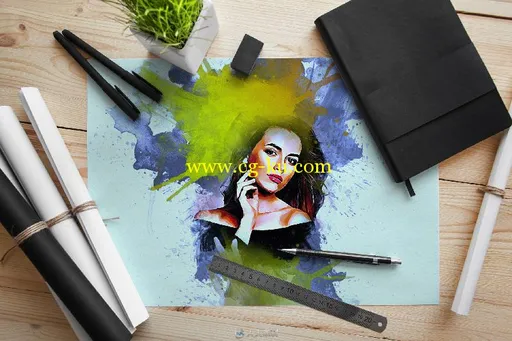 20款水彩绘画特效PS动作的图片1