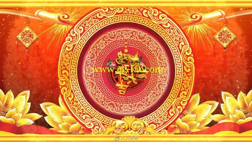 2017鸡年新年元旦晚会led动态视频素材中国风喜庆背景的图片1