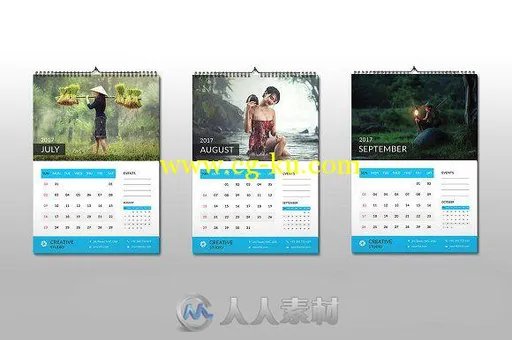 2017清新自然风格挂历展示PSD模板的图片3
