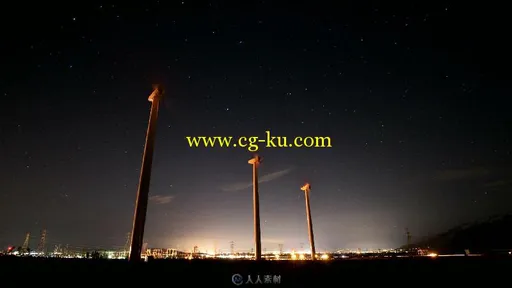 夜晚的风力发电机组延时视频素材的图片2