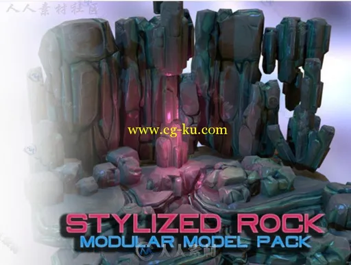 程式化的岩石模块化幻想环境3D模型Unity素材资源的图片1