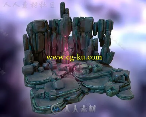 程式化的岩石模块化幻想环境3D模型Unity素材资源的图片2