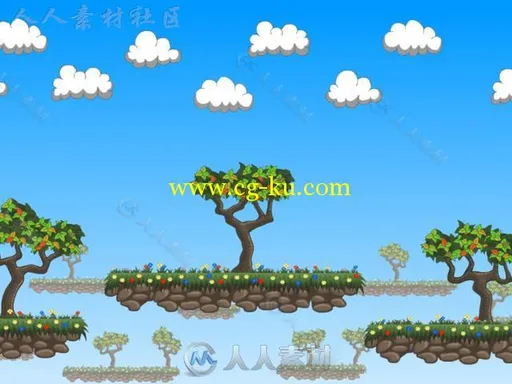 树木陆地平台2D贴图和材质Unity素材资源的图片1