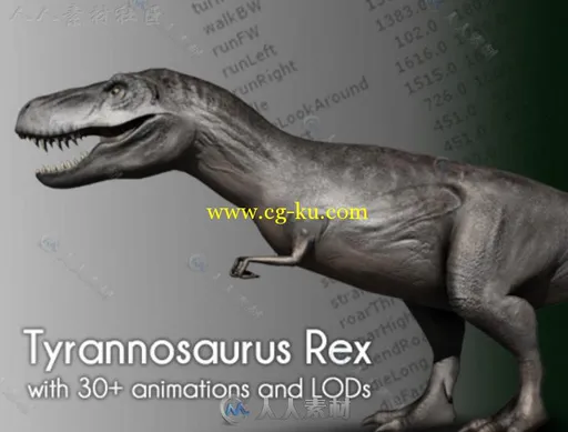 暴龙恐龙爬行动物动物角色3D模型Unity素材资源的图片1