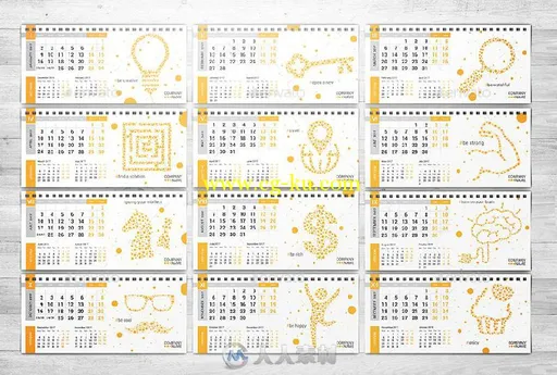 2017年矢量图案台历展示PSD模板的图片3