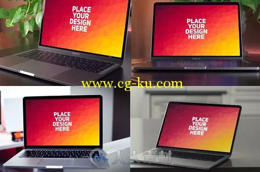 50款苹果macbook笔记本展示PSD模板的图片1