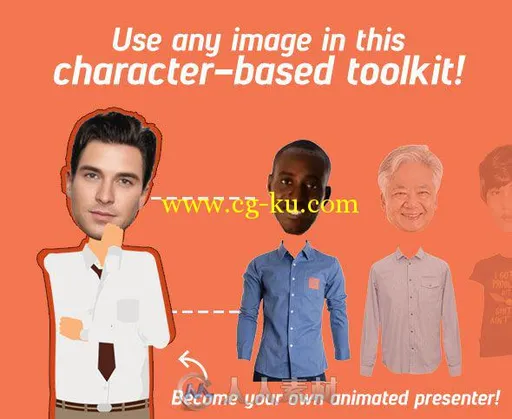 人脸卡通动画角色绑定场景解说视频AE模板 Videohive Face Cutout Toolkit 1548...的图片1