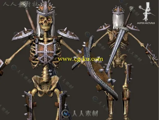 骨骼英雄士兵幻想人形生物角色3D模型Unity素材资源的图片2