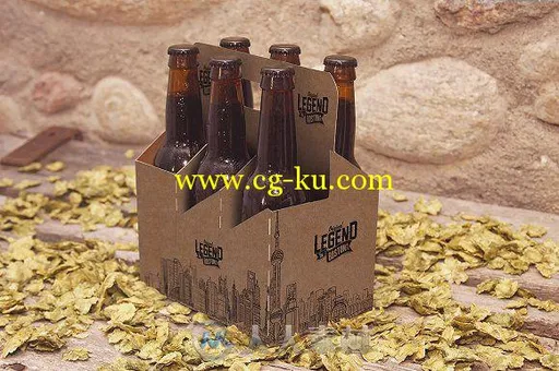 6瓶纸包装展示PSD模板的图片2