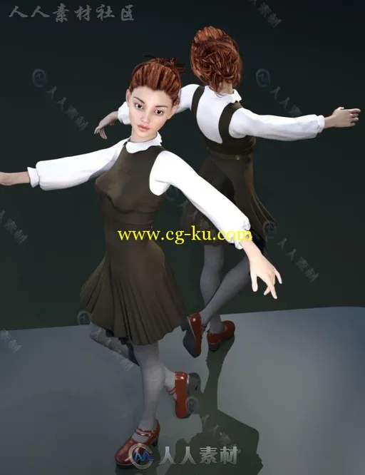 女性可爱连衣裙套装3D模型合辑的图片2