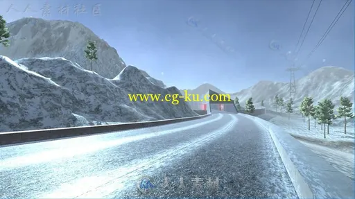 冬季山路赛道和车道环境3D模型Unity素材资源的图片12