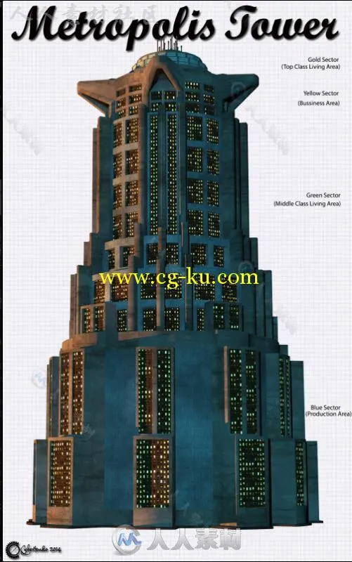 未来科幻弧形城市建筑3D模型合辑的图片2