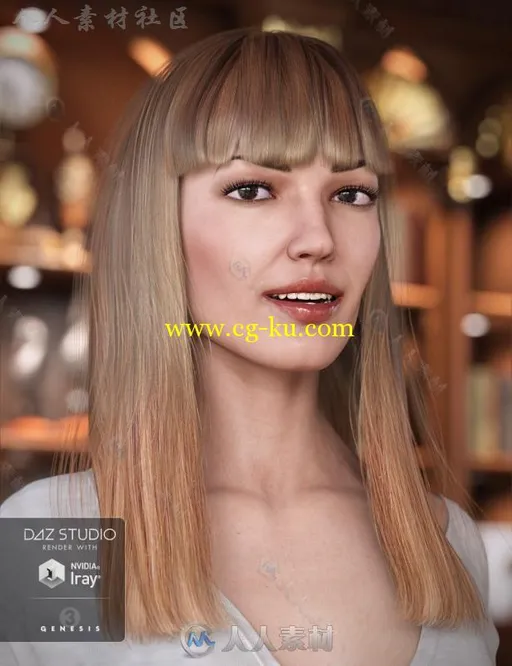 年轻时尚优雅的女性直发发型3D模型合辑的图片1
