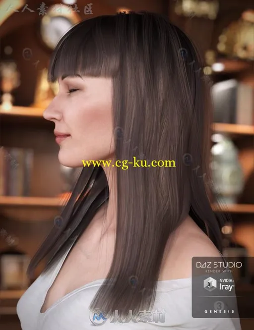 年轻时尚优雅的女性直发发型3D模型合辑的图片3