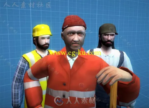 农民街道清扫工和工人人类人形生物角色3D模型Unity游戏素材资源的图片2