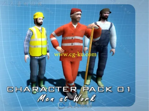 农民街道清扫工和工人人类人形生物角色3D模型Unity游戏素材资源的图片3