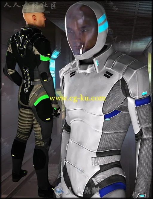 5个帅气的星际军官和航天服装3D模型合辑的图片1