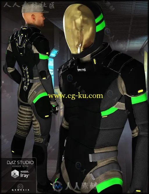 5个帅气的星际军官和航天服装3D模型合辑的图片3
