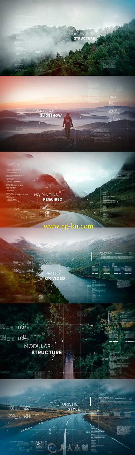 未来派视差幻灯片相册动画AE模板Videohive Futuristic Parallax Slideshow 19195683的图片1