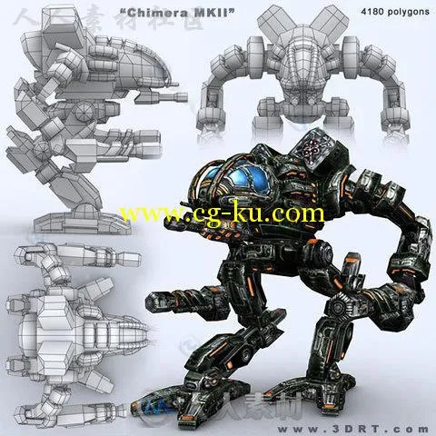 未来凶猛的机器人角色3D模型Unity游戏素材资源的图片1