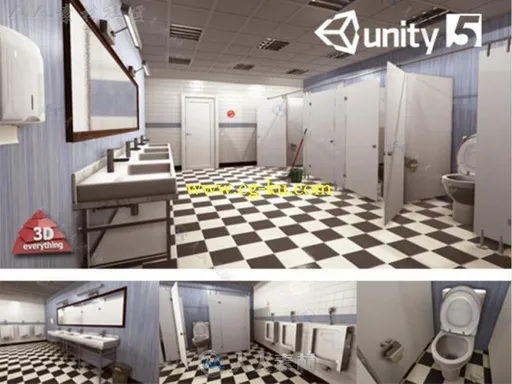 办公室厕所室内道具3D模型Unity游戏素材资源的图片1