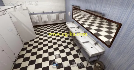 办公室厕所室内道具3D模型Unity游戏素材资源的图片2