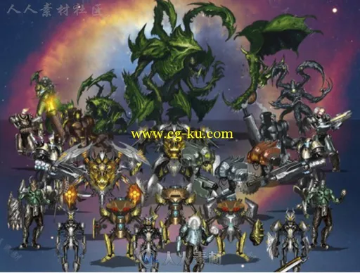 未来科幻机器人和外星人2D角色贴图和材质Unity游戏素材资源的图片1