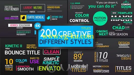 20种不同的样式的标题动画AE模板 Videohive Titles Different Styles 19361747的图片1