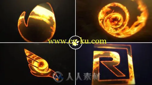 炫酷霸气火焰描边火漩涡标志展示Logo演绎AE模板Videohive Fire Vortex Logo 19438的图片1