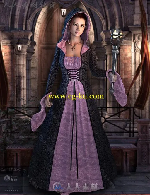 中世纪女性时尚美丽高贵的晚礼服3D模型合辑的图片3