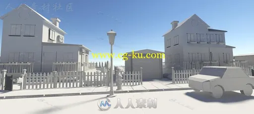 不同的房子花园和街道城市环境3D模型Unity游戏素材资源的图片3