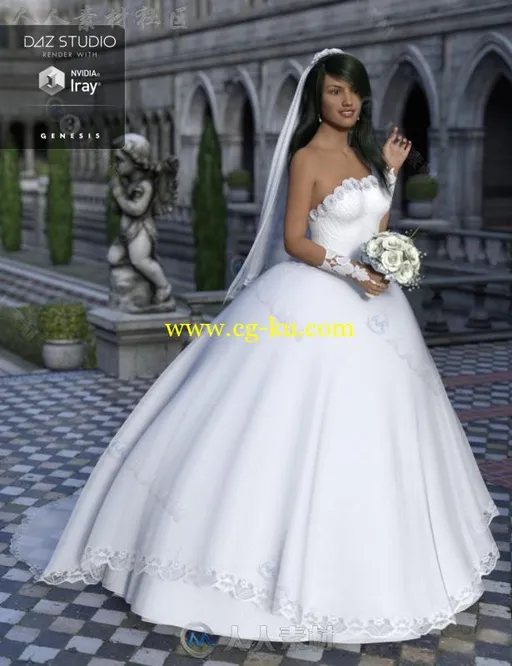 唯美漂亮的女性婚礼礼服3D模型合辑的图片1