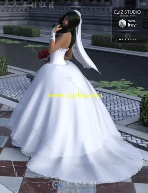 唯美漂亮的女性婚礼礼服3D模型合辑的图片2