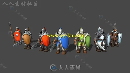 战略游戏古装士兵幻想人形生物角色3D模型Unity游戏素材资源的图片1