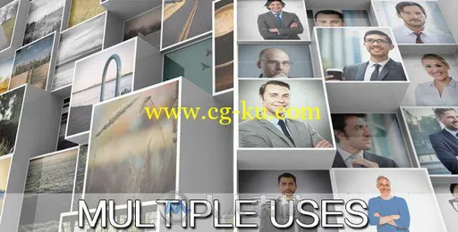 3D立体照片盒子收缩拼接企业标志显示LOGO演绎AE模板Videohive 3D Mosaic Corp的图片1