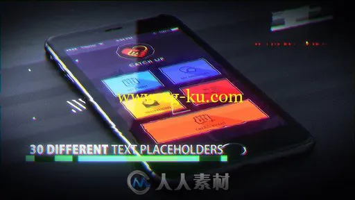 炫酷信号干扰效果幻灯片现代手机应用程序展示AE模板Videohive Glitch App Promo 1的图片5