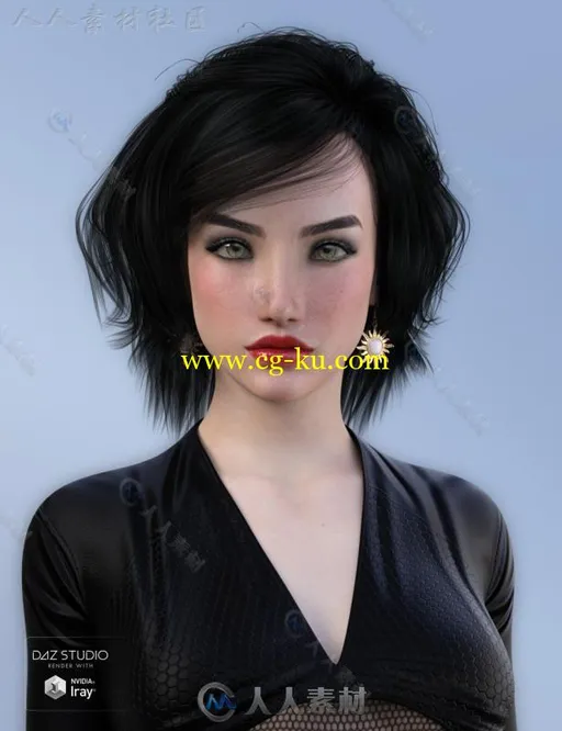 时尚年轻美丽的女性发型3D模型合辑的图片2