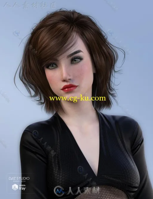 时尚年轻美丽的女性发型3D模型合辑的图片3