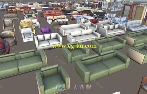 齐全的现代室内家具道具3D模型Unity游戏素材资源的图片1