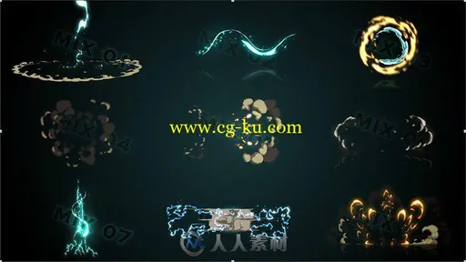 炫酷手绘2D卡通特效动画元素AE模板 Videohive Elemental 2D FX [MIX] 14292431的图片1