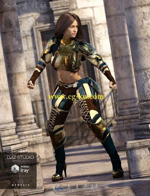 女性华丽高贵的中世纪战斗服装3D模型合辑的图片2