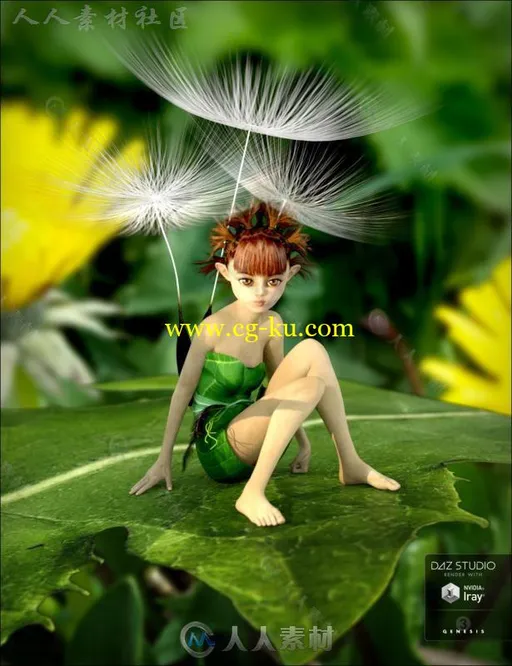 美丽可爱的蒲公英衣花仙子和服装3D模型合辑的图片18