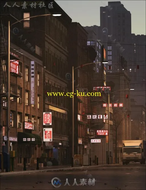 完整的城市街道场景环境3D模型合辑的图片1