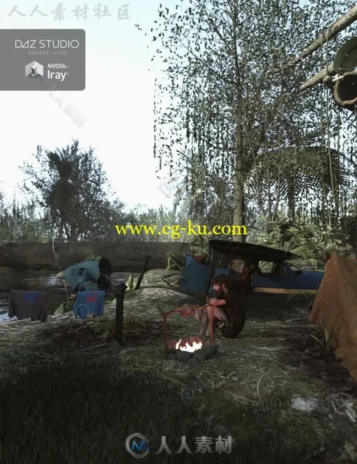 360°飞机失事场景环境3D模型合的图片1