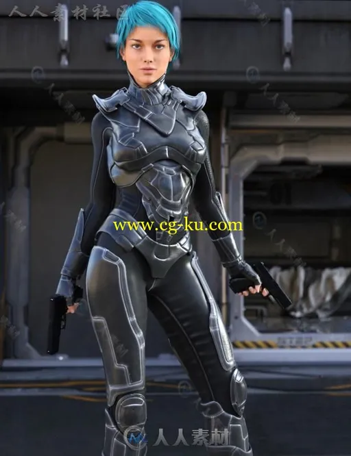 帅气完整的女性紧身铠甲3D模型合辑的图片1