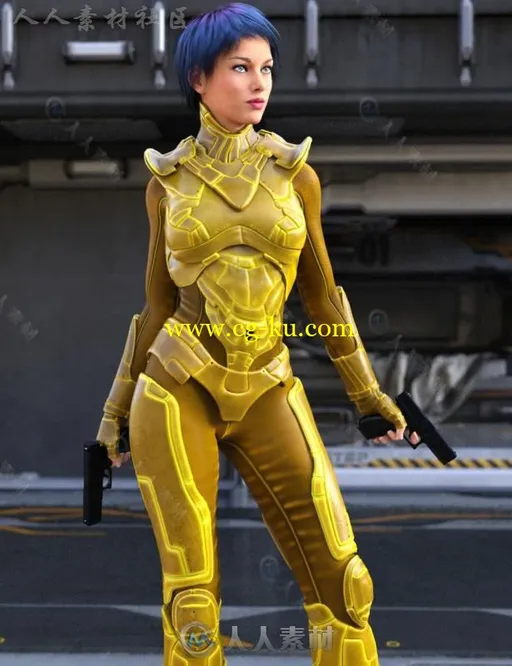 帅气完整的女性紧身铠甲3D模型合辑的图片2