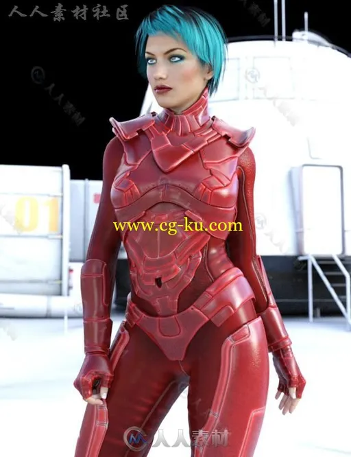 帅气完整的女性紧身铠甲3D模型合辑的图片3
