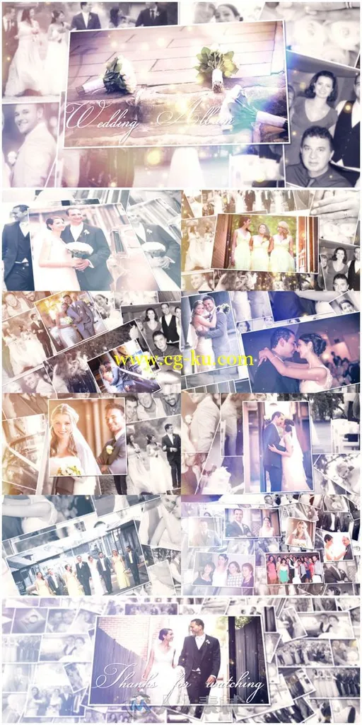 美丽浪漫优雅的粒子灯光婚礼照片展示幻灯片相册动画AE模板Videohive Wedding Albu的图片1